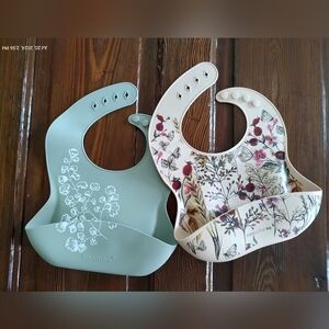 Set of two vintage inspired floral bibs
